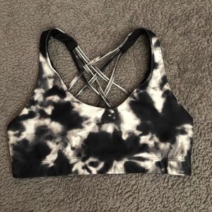 Black and white tie dye sports bra